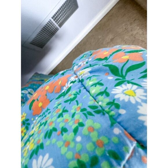 Vintage Flower Power Blue Orange Cotton Blazer Size Small - Picture 6 of 13